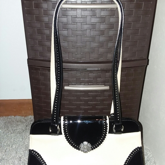 Brighton, "Paulette" Creme/Black Leather Shoulder - Picture 3 of 8